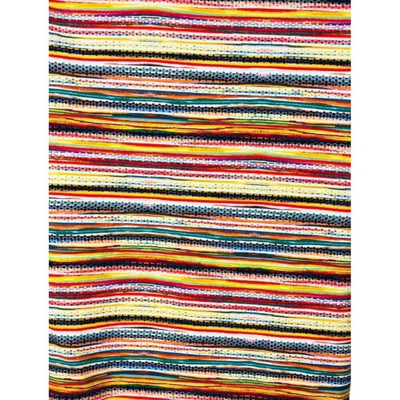 Rafaella Top Size L Large Slit on Short Sleeves Multi Color Stripes Buttons - Picture 9 of 13